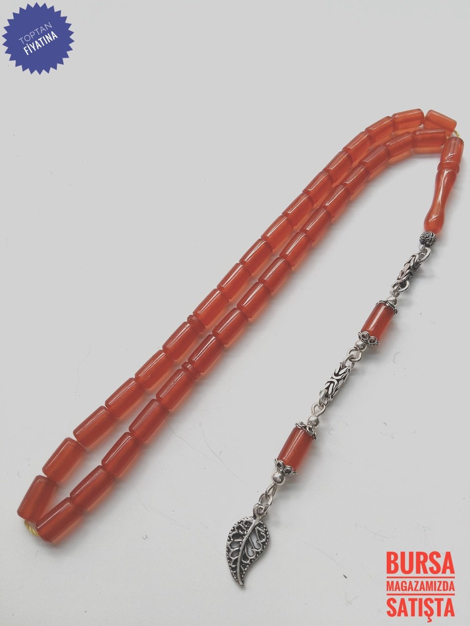 925 Ayar Gümüş Püsküllü zar Renginde Sıkma Kehribar Tesbih