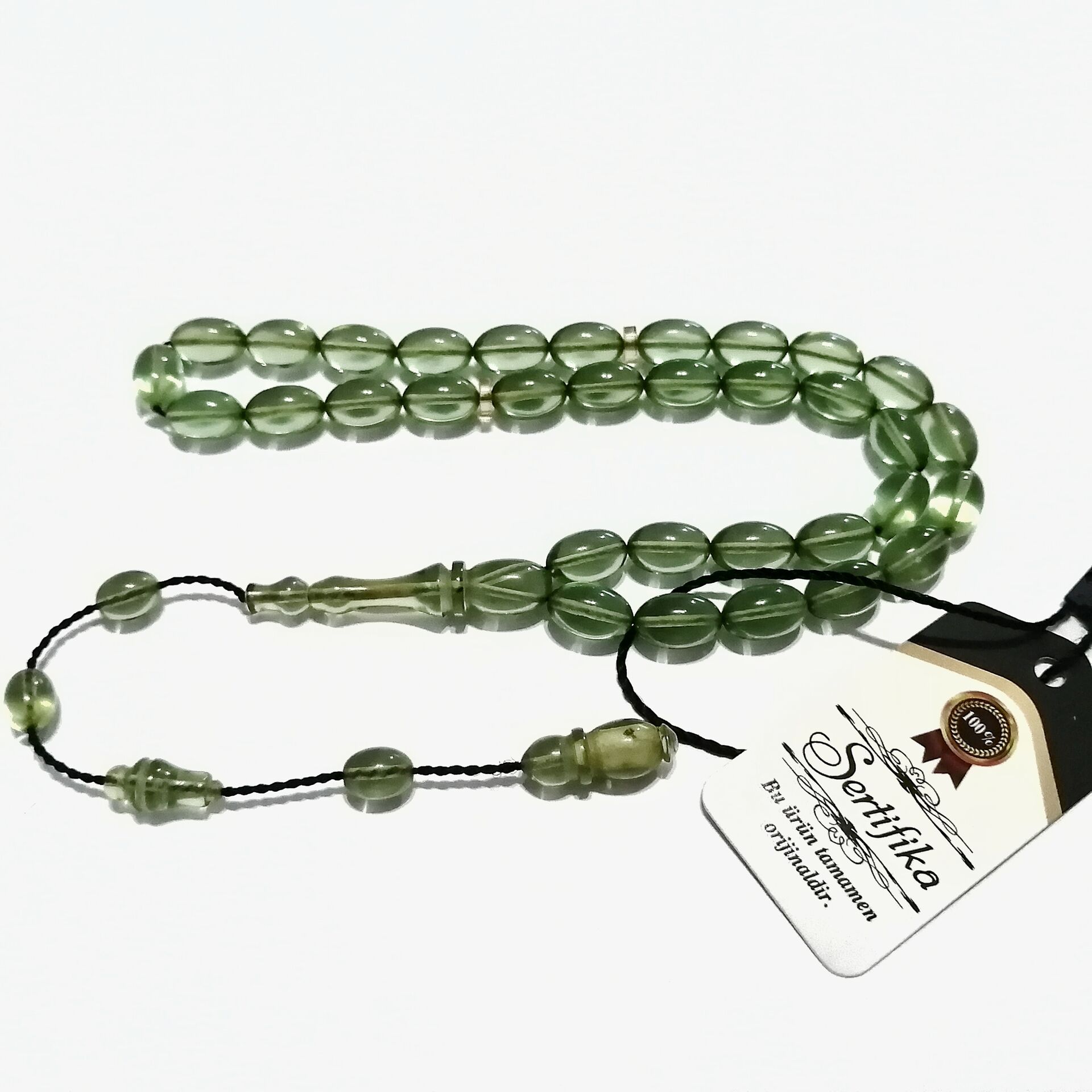 Sistem Püsküllü Beyzi Kesim Ateş Kehribar Tesbih