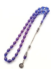 925 Ayar Gümüş Püsküllü Sıkma Kehribar Tesbih