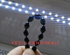 Usta Yapımı Koleksiyonluk Beyzi Kesim Petrol Yeşili Sıkma Kehribar Kehribar