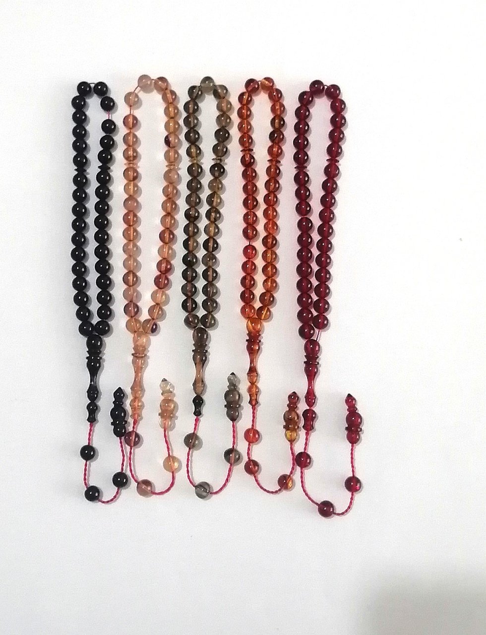 Sistem Püsküllü Küre Kesim Bürokrat Boy 5 li Lot Sıkma Kehribar Tesbih