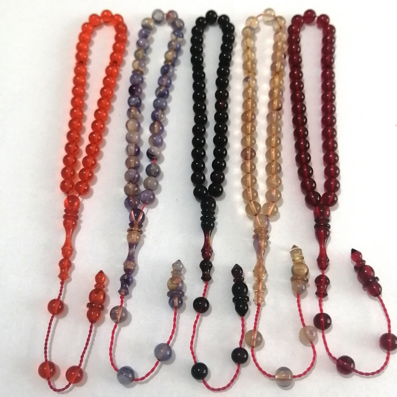 Sistem Püsküllü Küre Kesim Bürokrat Boy 5 li Karışık Sıkma Ateş Lot Tesbih