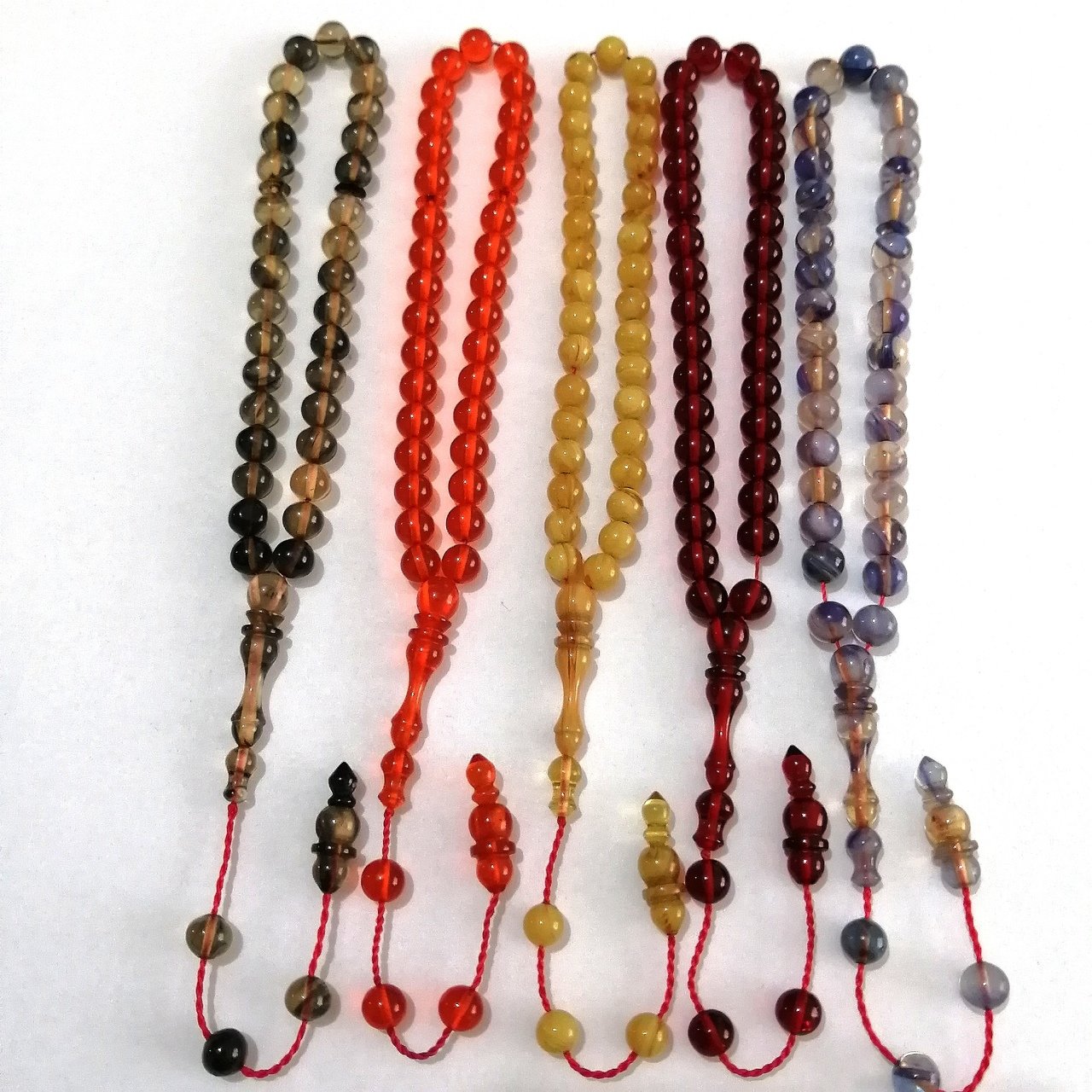 Sistem Püsküllü Küre Kesim 5 li Karışık Sıkma Ateş Lot Tesbih