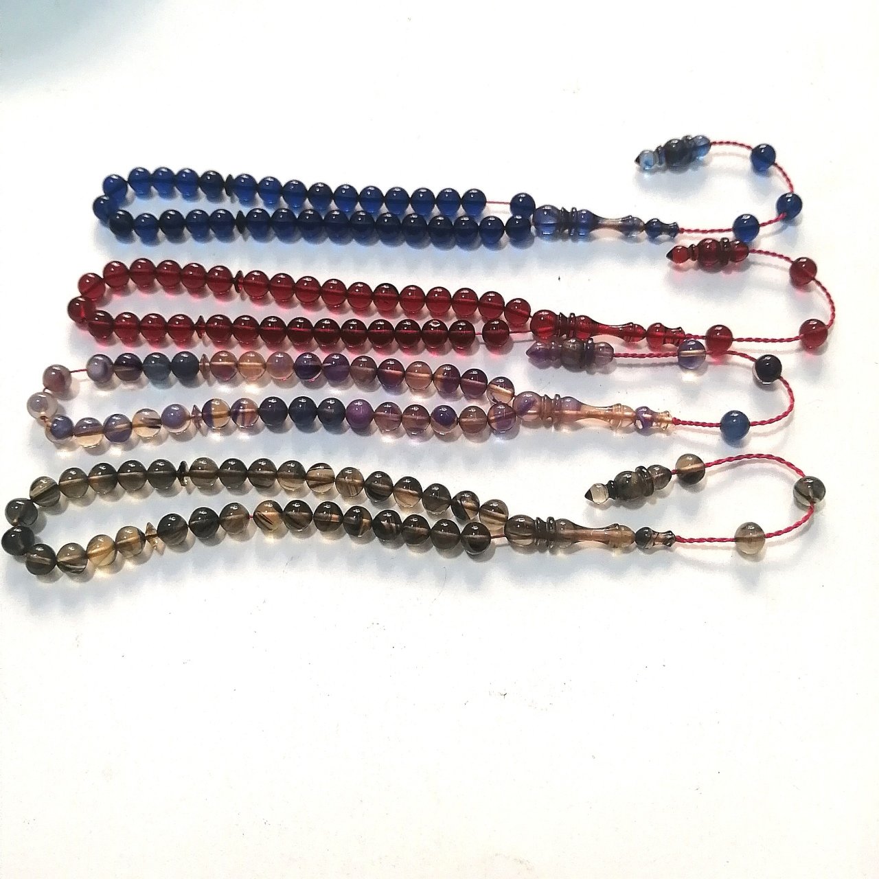 Sistem Püsküllü Küre Kesim Bürokrat Boy 4 lü Karışık Sıkma Ateş Lot Tesbih