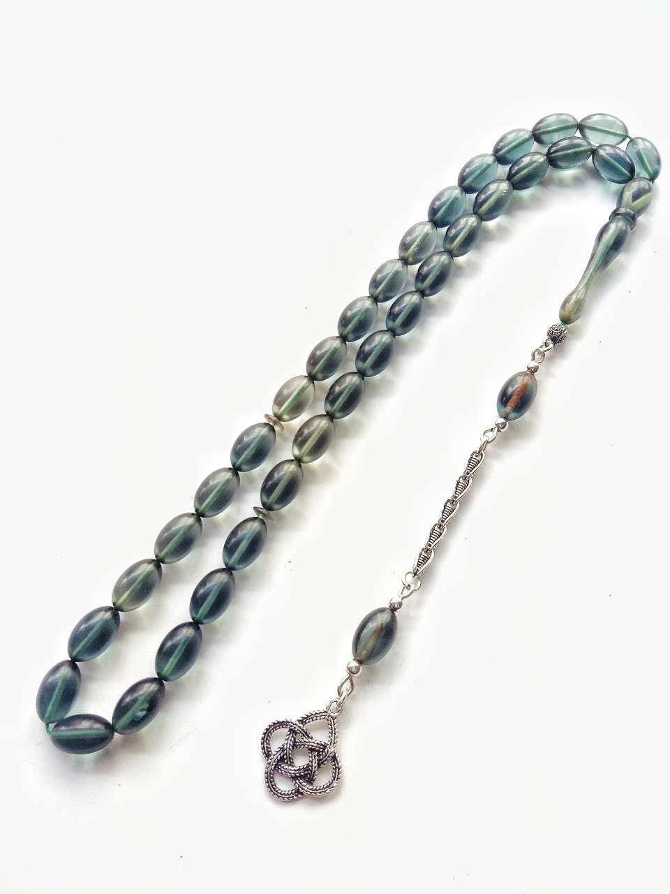 925 Ayar Gümüş Püsküllü Çektikçe Parlayacak Sıkma Kehribar Tesbih