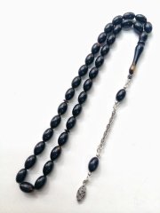 925 Ayar Gümüş Püsküllü Hareli Sıkma Kehribar Tesbih