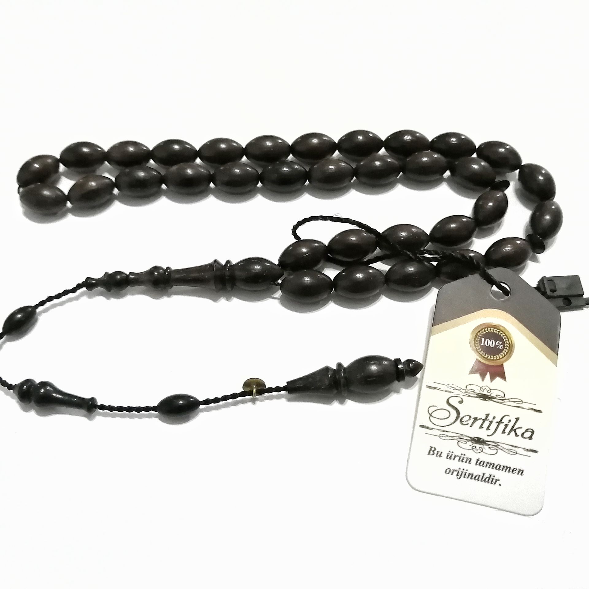 Sistem Püsküllü Beyzi Kesim Abanoz Ağacı Tesbih