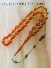 Usta Yapımı Koleksiyonluk Beyzi Kesim Ateş Kehribar Tesbih