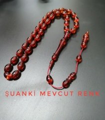 Sistemli Beyzi Kesim Ateş Kehribar Tesbih