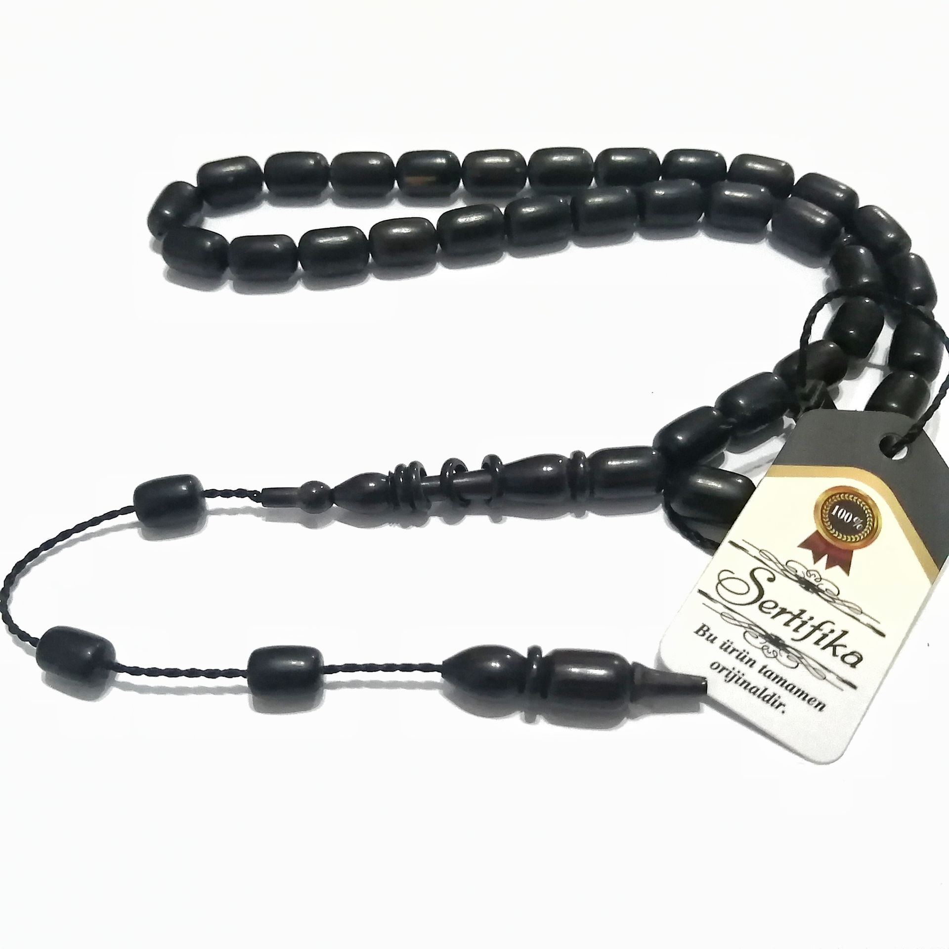 Sistem Püsküllü Kapsül Kesim Abanoz Ağacı Tesbih