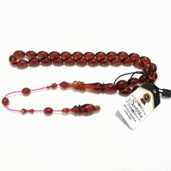 Sistem Püsküllü 06 Şeffaf Delim İmamesi Halkalı Hatasız Beyzi Kesim Ateş Kehribar Tesbih