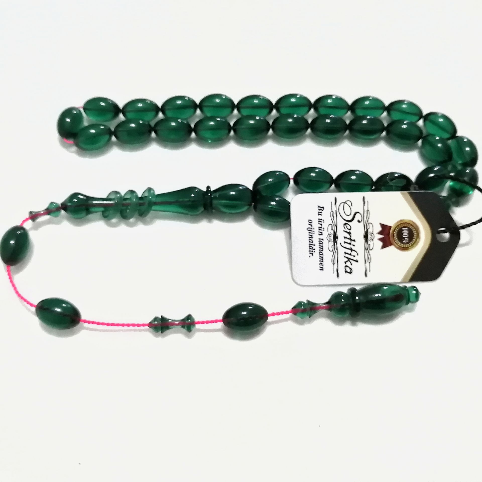 Sistem Püsküllü 06 Şeffaf Delim İmamesi Halkalı Hatasız Beyzi Kesim Ateş Kehribar Tesbih