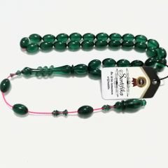 Sistem Püsküllü 06 Şeffaf Delim İmamesi Halkalı Hatasız Beyzi Kesim Ateş Kehribar Tesbih