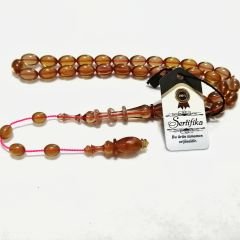 Sistem Püsküllü 06 Şeffaf Delim İmamesi Halkalı Hatasız Beyzi Kesim Ateş Kehribar Tesbih