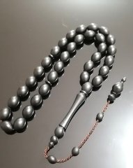 Sistem püsküllü tombul beyzi kesim siyah alman fiber tesbih