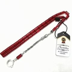 Alpaka Püsküllü Kesme Model Ateş Kehribar Tesbih