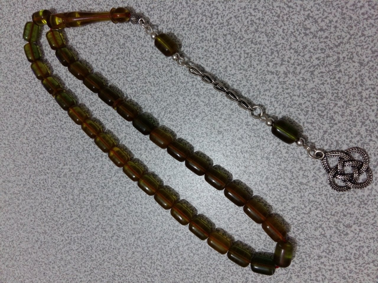 925 Ayar Gümüş Püsküllü Kapsül Kesim Ateş Kehribar Tesbih