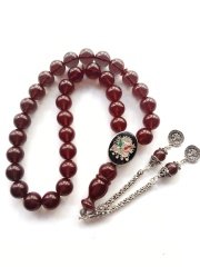 Özel Tasarım içi Petrol Yeşili Yansimalı Küre Kesim Ateş Kehribar Tesbih