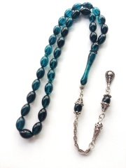 925 Ayar Gümüş Püsküllü Ateş Kehribar Tesbih