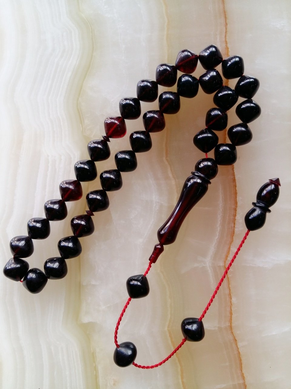 Sistemli Istanbul Kesim Kırmızı Yansımalı Ateş Kehribar Tesbih