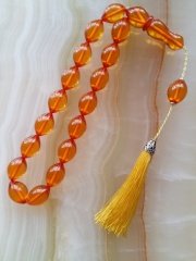 Büyük Boy Beyzi Kesim ip Püsküllü Efe Model Ateş Kehribar Tesbih