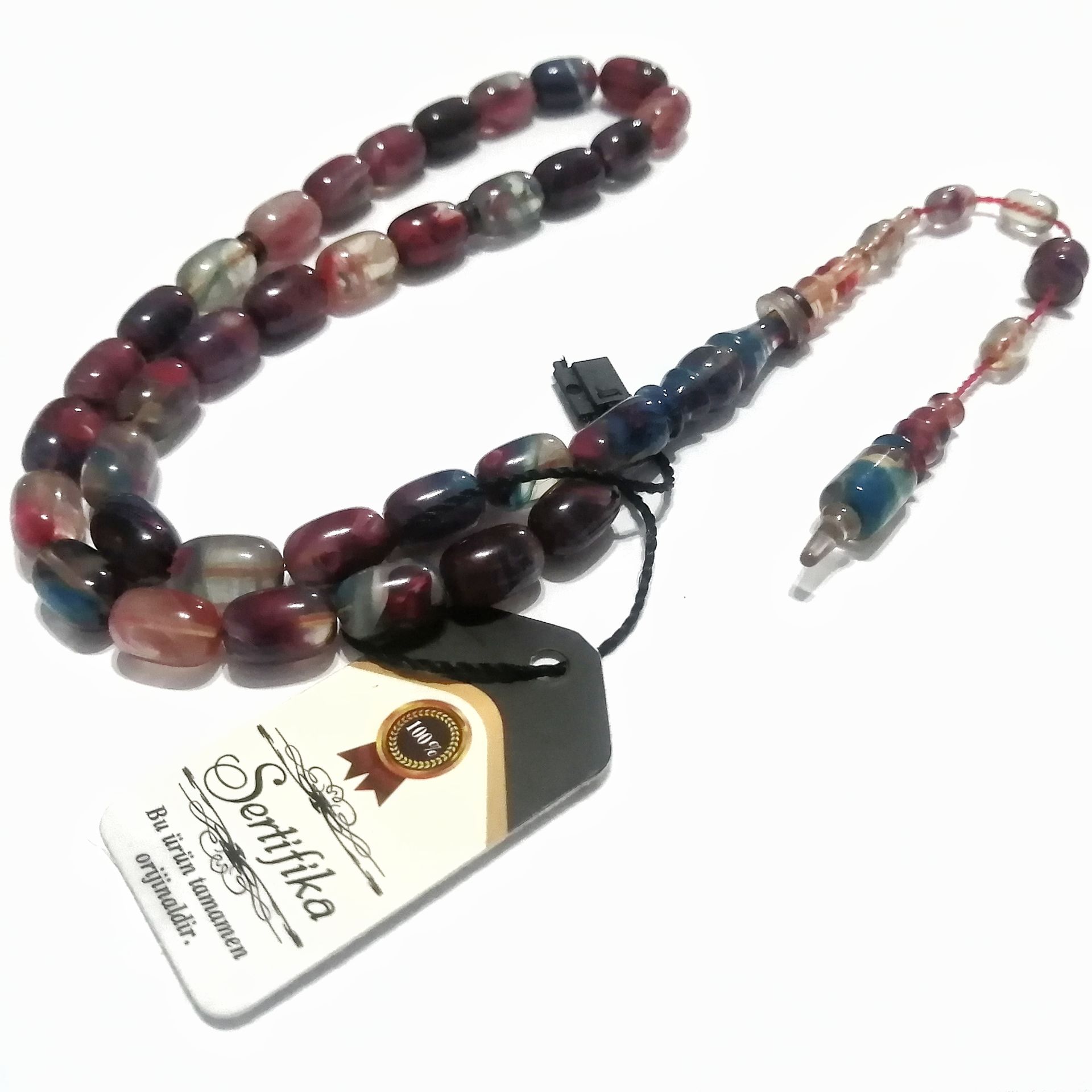 İmamesi Halkalı Sistem Püsküllü Hatasız Hareli Kapsül Kesim Sıkma Kehribar Tesbih