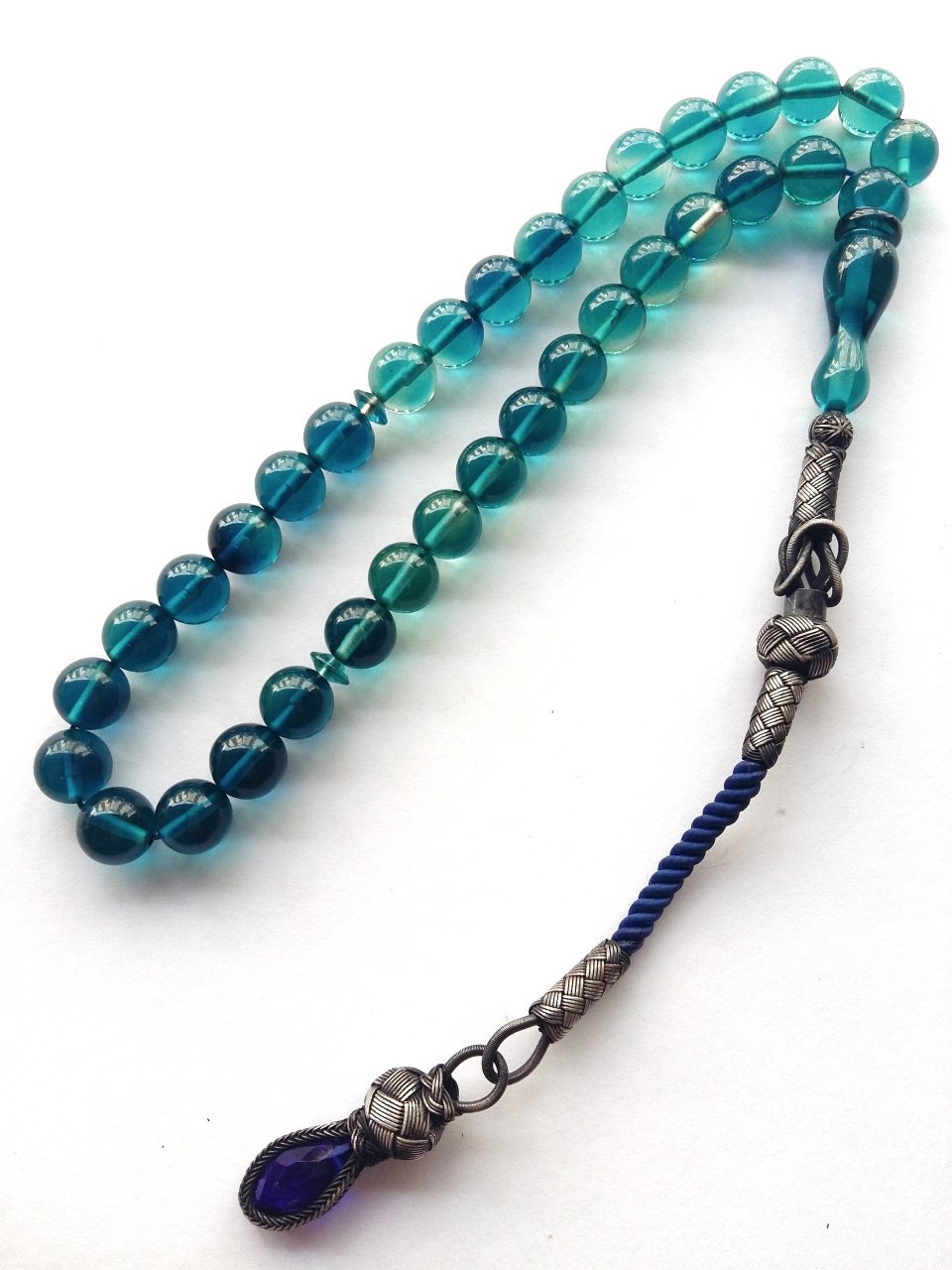 Kazaz Püsküllü Hareli Özel İşçilikli Ateş Kehribar Tesbih