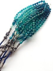 Kazaz Püsküllü Hareli Özel İşçilikli Ateş Kehribar Tesbih