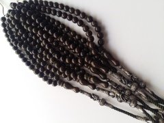 Kazaz Püsküllü Hareli Özel İşçilikli Koyu Haki Yeşili Ateş Kehribar Tesbih