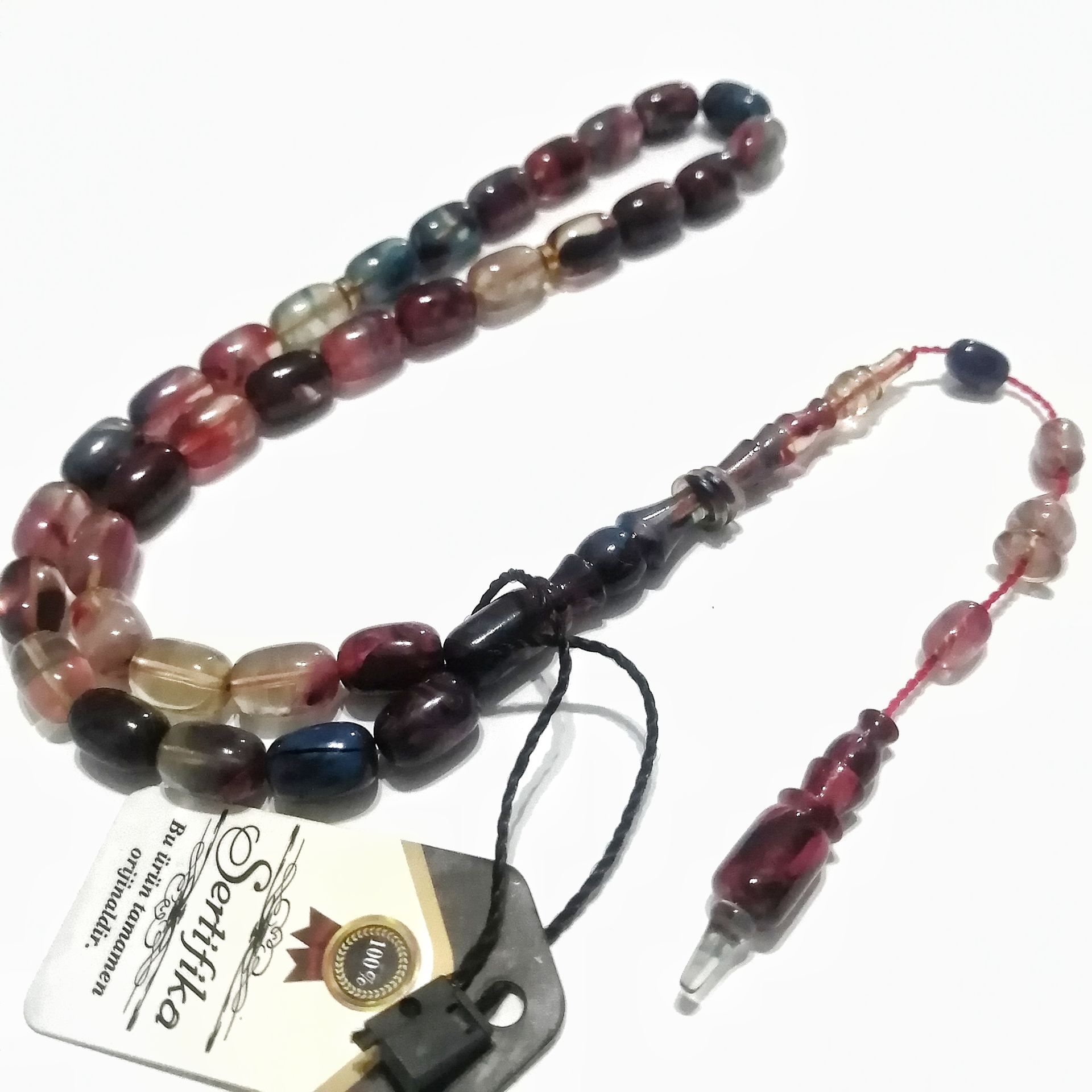 İmamesi Halkalı Sistem Püsküllü Hatasız Hareli Kapsül Kesim Sıkma Kehribar Tesbih