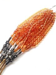 Kazaz Püsküllü Ozel İşçilikli Ateş Kehribar Tesbih