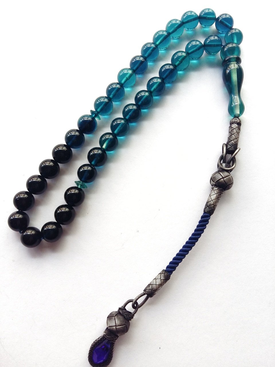 Kazaz Püsküllü Özel İşçilikli Ateş Kehribar Tesbih