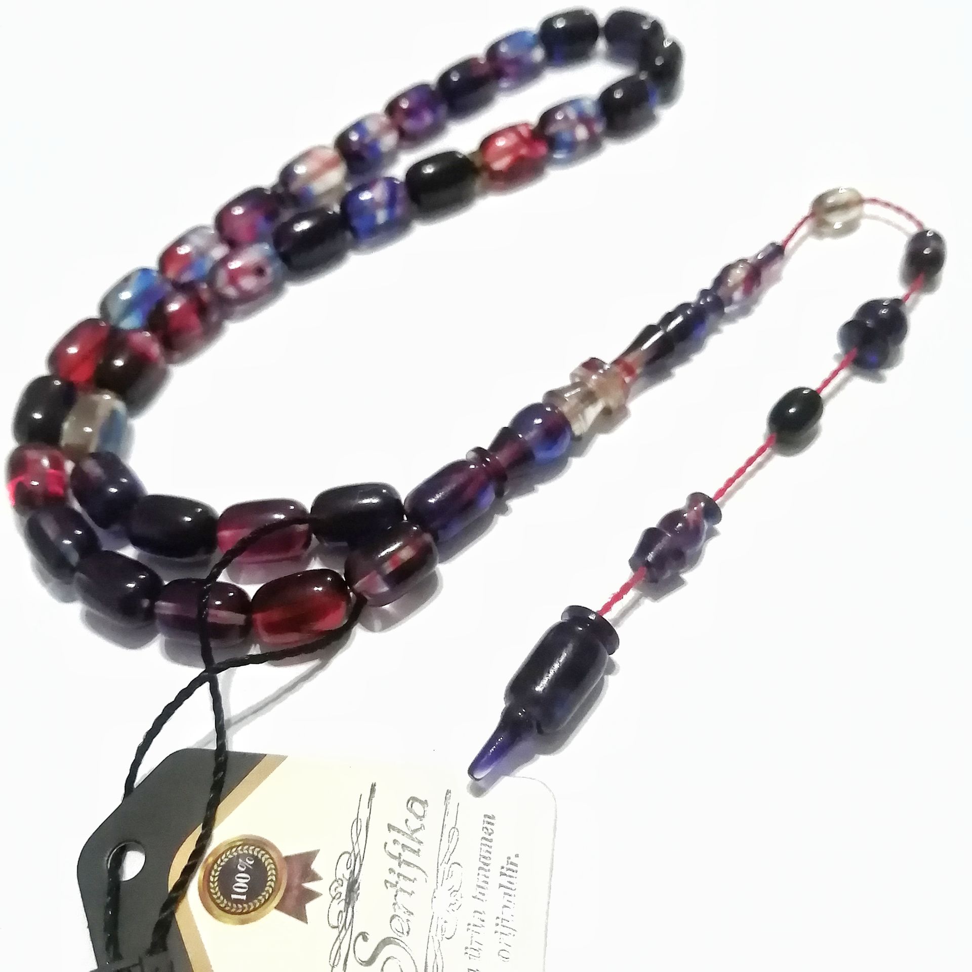 İmamesi Halkalı Sistem Püsküllü Hatasız Hareli Kapsül Kesim Sıkma Kehribar Tesbih