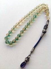 Kazaz Püsküllü Hareli Özel İşçilikli Ateş Kehribar Tesbih