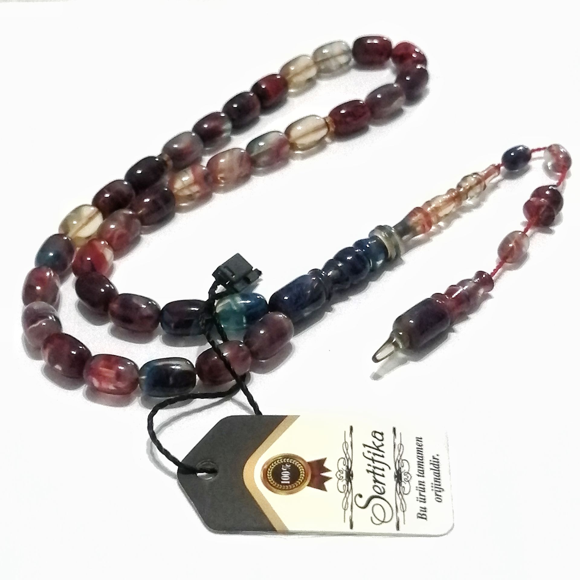 İmamesi Halkalı Sistem Püsküllü Hatasız Hareli Kapsül Kesim Sıkma Kehribar Tesbih