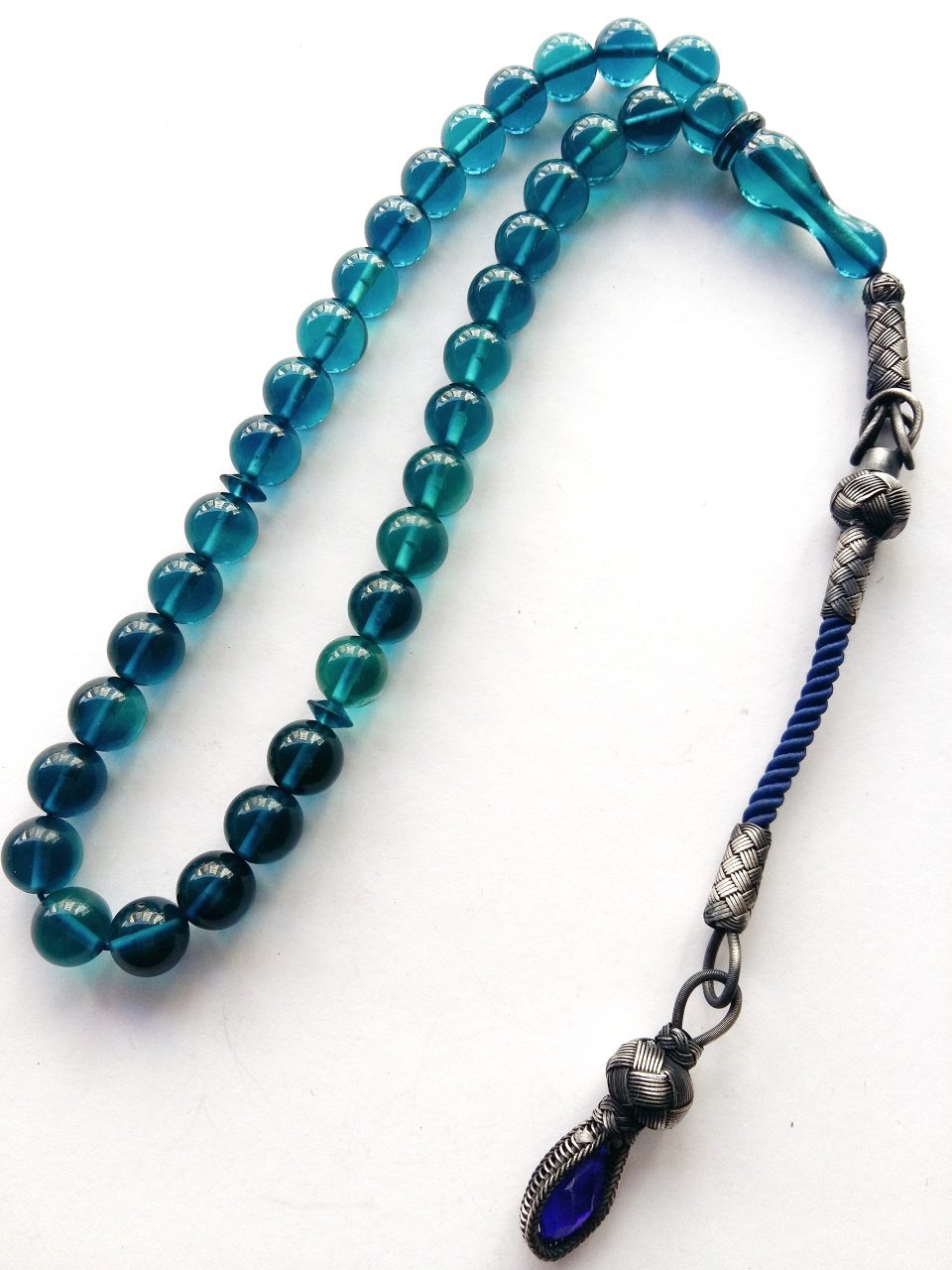 Kazaz Püsküllü Özel İşçilikli Ateş Kehribar Tesbih