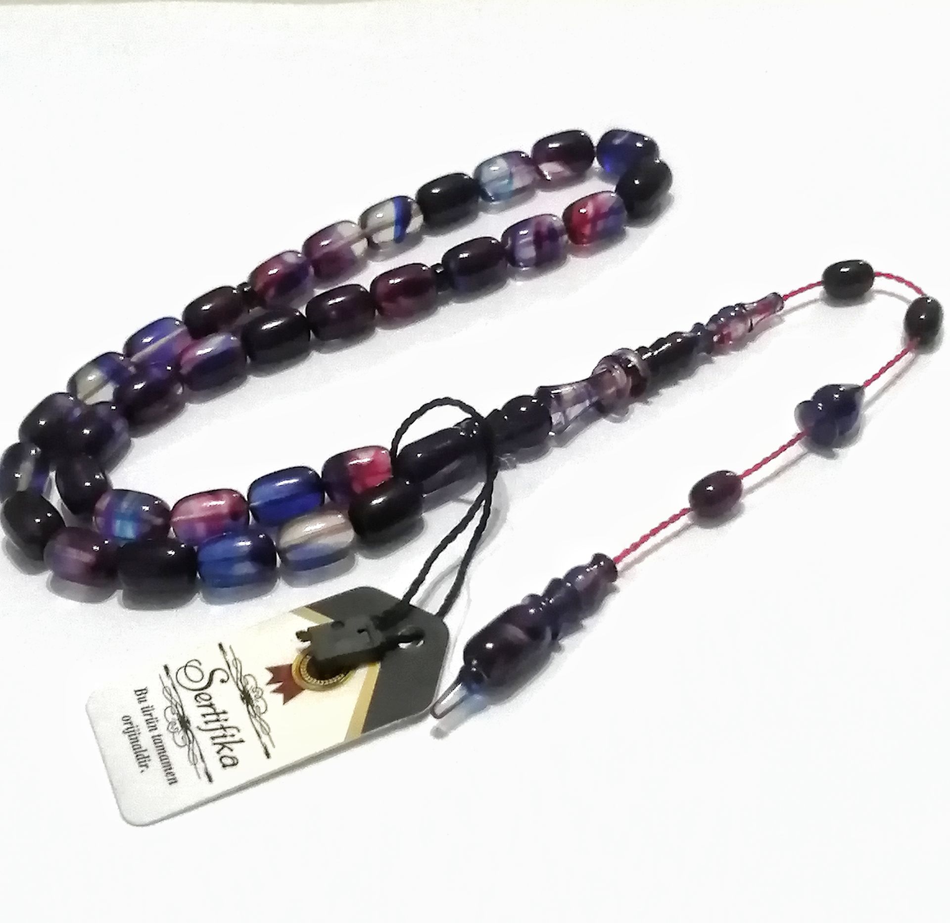 İmamesi Halkalı Sistem Püsküllü Hatasız Hareli Kapsül Kesim Sıkma Kehribar Tesbih