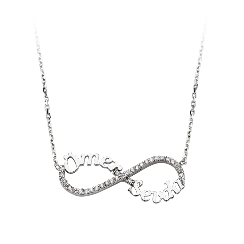 925 Ayar Gümüş Zirkon Tasli Sonsuzluk İsimli Kolye