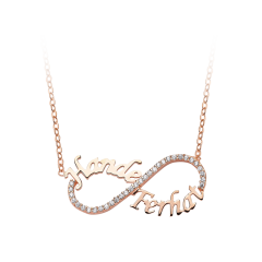 Roz Kaplama 925 Ayar Gümüş Sonsuzluk Isimli Kolye