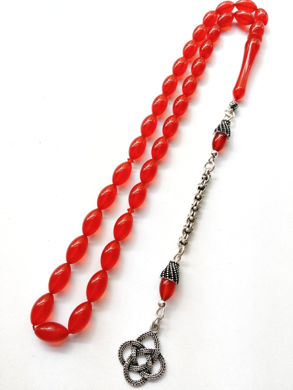 925 Ayar Gümüş Püsküllü Elde Yağ Gibi Çekimi Olan Birinci Sınıf Malzeme Yapımı İşçilikli, Kolleksiyonluk  ve Günlük Çekime Uygun Sıkma Kehribar Tesbih