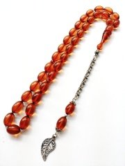 925 Ayar Gümüş Püsküllü Elde Yağ Gibi Çekimi Olan Birinci Sınıf Malzeme Yapımı  İşçilikli, Kolleksiyonluk  ve Günlük Çekime Uygun Sıkma Kehribar Tesbih