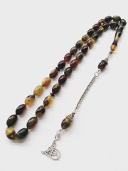 925 Ayar Gümüş Püsküllü Elde Yağ Gibi Çekimi Olan Birinci Sınıf Malzeme Yapımı  İşçilikli, Kolleksiyonluk  ve Günlük Çekime Uygun Sıkma Kehribar Tesbih