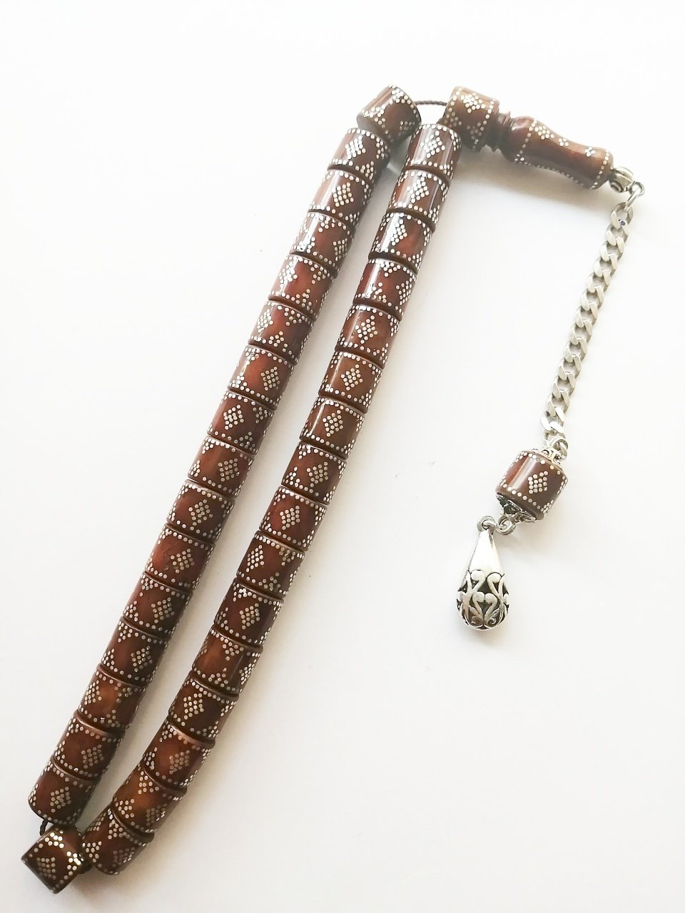 925 Ayar Gümüş Püsküllü Gümüş işlemeli Kolleksiyonluk KukaTesbih