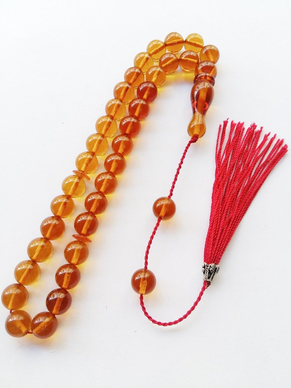 Elde Yağ Gibi Çekimi Olan Birinci Sınıf Malzeme Yapımı İşçilikli, Kolleksiyonluk ve Günlük Çekime Uygun Ateş Kehribar Tesbih