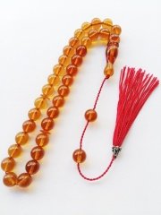 Elde Yağ Gibi Çekimi Olan Birinci Sınıf Malzeme Yapımı İşçilikli, Kolleksiyonluk ve Günlük Çekime Uygun Ateş Kehribar Tesbih