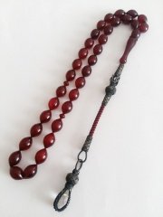 Kazaz Püsküllü Beyzi Kesim Ateş Kehribar Tesbih