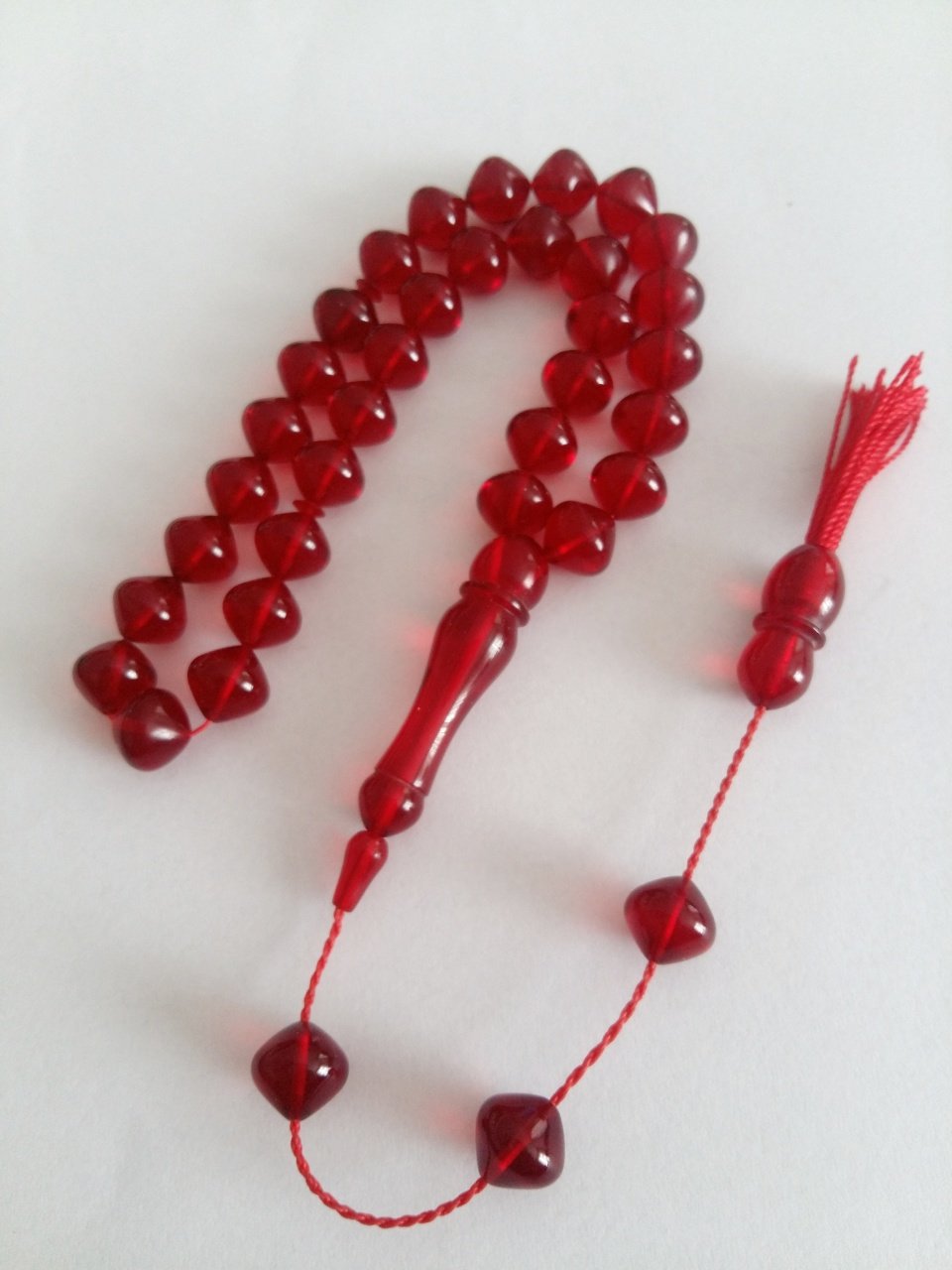 Sistem Püsküllü Istanbul Kesim Kırmızı Ateş Kehribar Tesbih