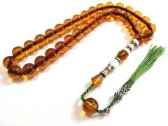 İp Püsküllü İmamesi 925 Ayar Gümüş Nakkaş İşçilikli Çubuk Malzeme Ateş Kehribar Tesbih