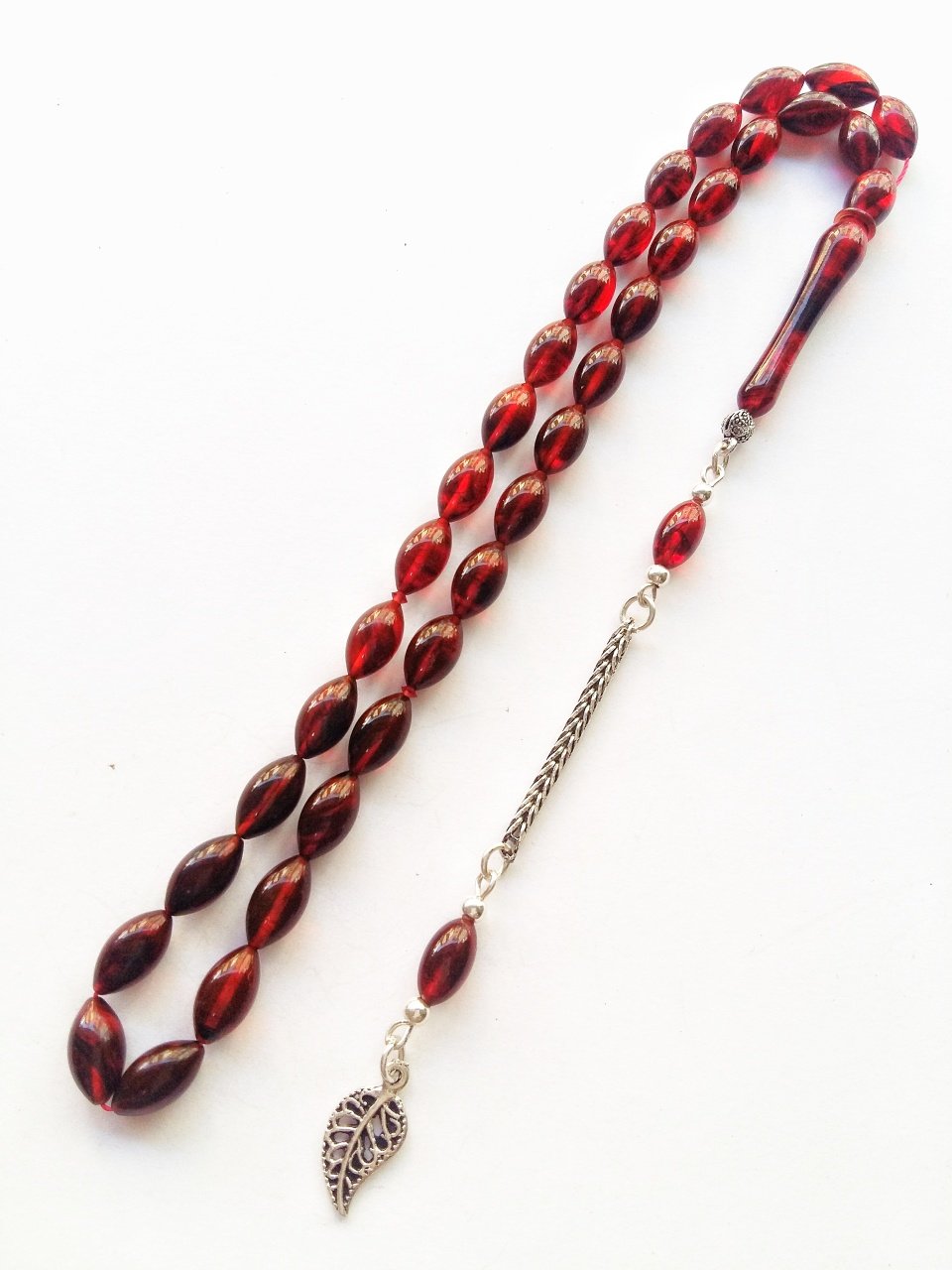 925 Ayar Gümüş Püsküllü Elde Yağ Gibi Çekimi Olan, Kolleksiyonluk ve Günlük Çekime Uygun Sıkma Kehribar Tesbih