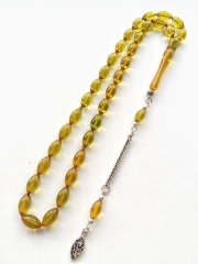 925 Ayar Gümüş Püsküllü Elde Yağ Gibi Çekimi Olan, Kolleksiyonluk ve Günlük Çekime Uygun Sıkma Kehribar Tesbih